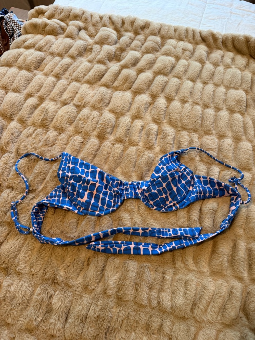 Skatie Blue and Pink Patterned Bikini Top